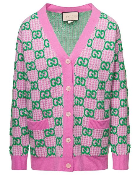 gucci pink green cardigan|Gucci web cardigan.